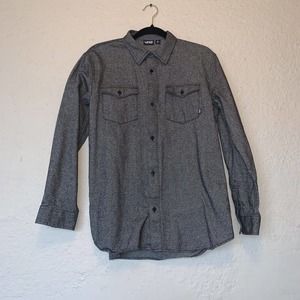 Vans Flannel Shirt Large Boys Long Sleeve Plaid 100% Cotton Kids Button Up
